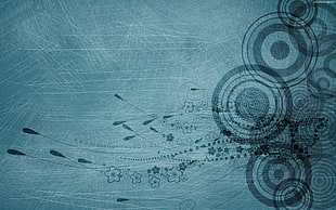gray and black flowers and circles wallpaper